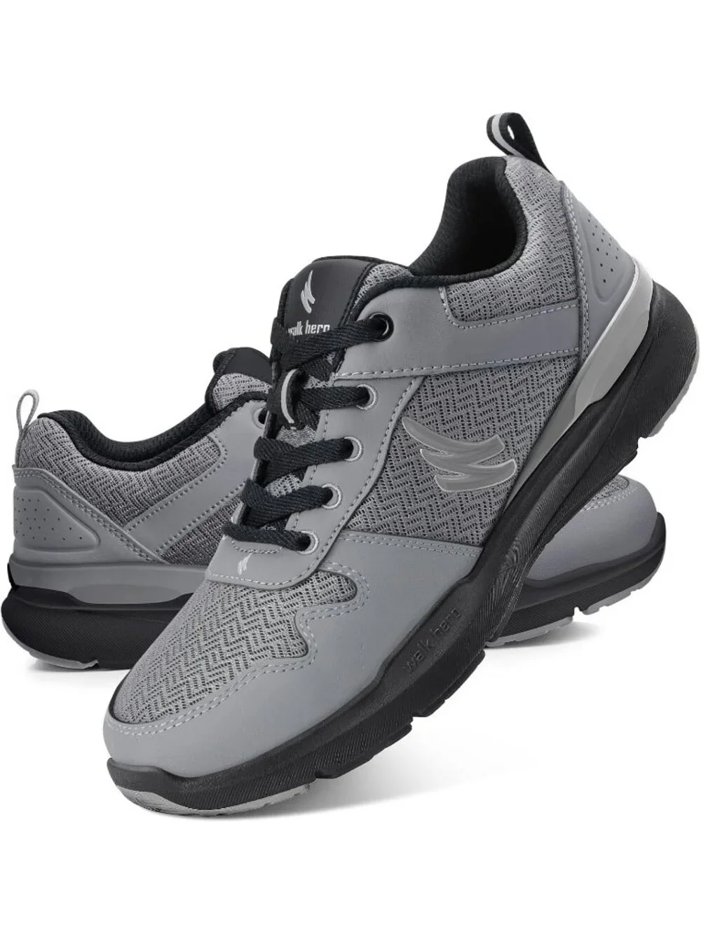 Men's Grey Trekking Shoes Casual Solid Low Top Closed Toe Non Slip Sneakers
